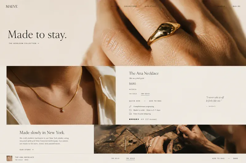 Maeve storefront desktop homepage